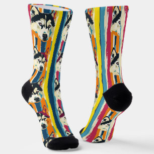 Chaussette Grandes colorées Husky Motif