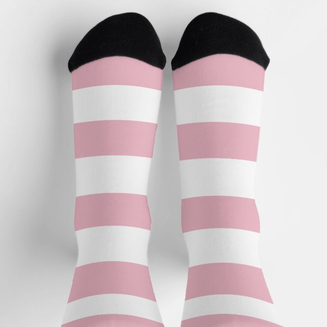 Chaussette Grandes Pink, Grandes Blances, Motif Gratté (Haut)