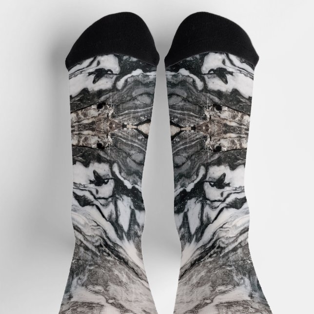 Chaussette Granit Rock marbré en noir, blanc et gris (Haut)
