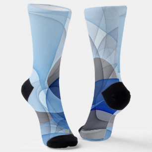 Chaussette Graphique d'art fractal gris bleu Abstrait moderne