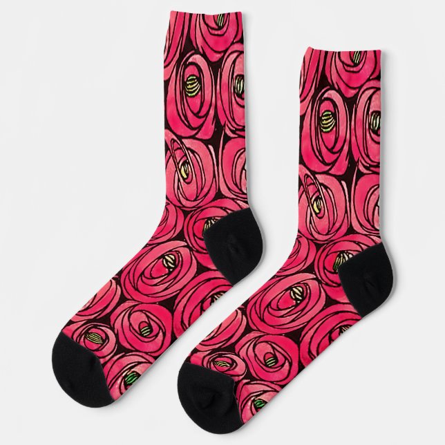 Chaussette Graphique rose Art Nouveau Rennie Macintosh (Gauche)