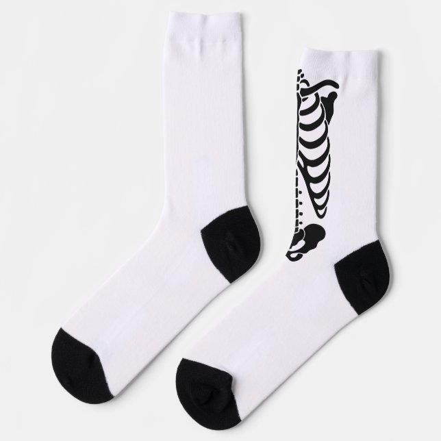 Chaussette Graphisme gothique de cage thoracique de squelette (Gauche)