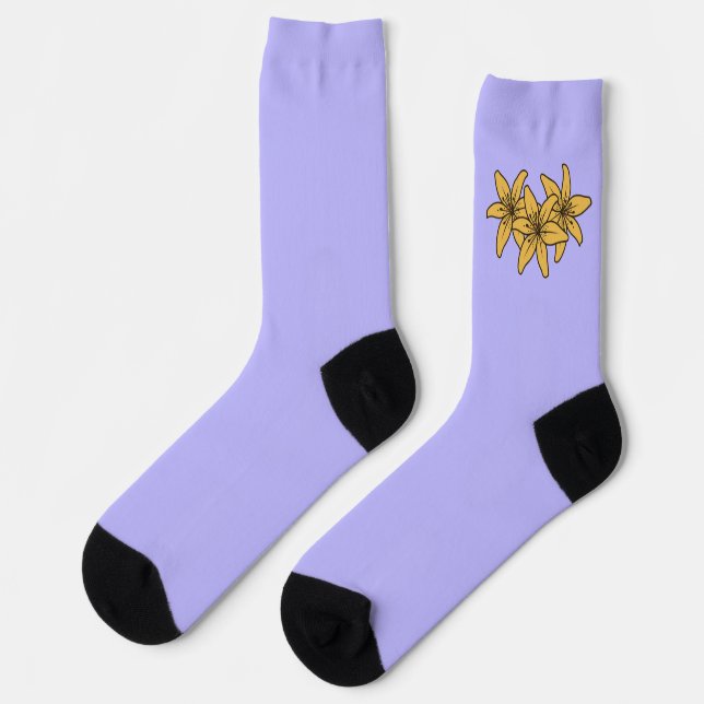 Chaussette Grappe de lis de dessin animé jaune (Gauche)