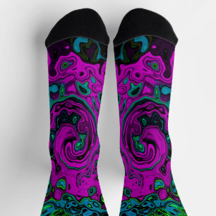 Chaussette Gras Magenta Abstrait Super Liquid Art Swirl