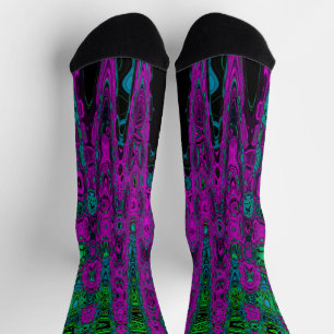 Chaussette Gras Magenta Super Waves atomiques Abstraites