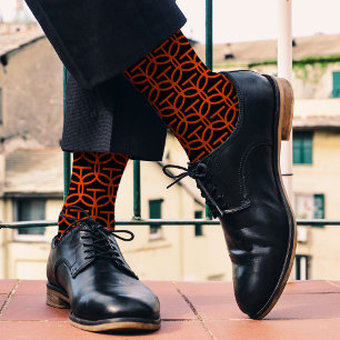 Chaussette Gras noir et orange Motif géométrique Unisex Adu