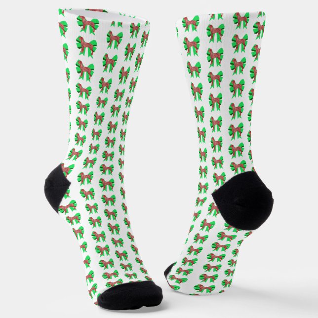 Chaussette Great Dane Christmas Dog Bow Silhouette White (Angulaire)