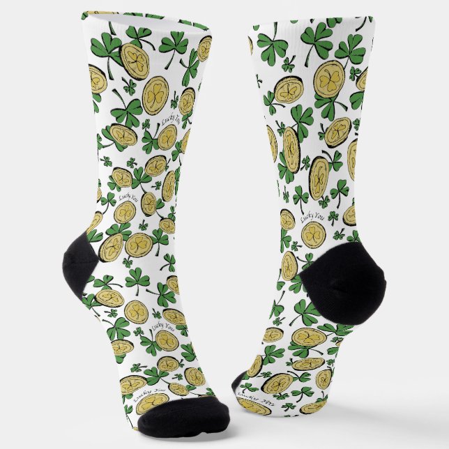 Chaussette Green and Gold St Patrick's Lucky You Shamrock (Angulaire)