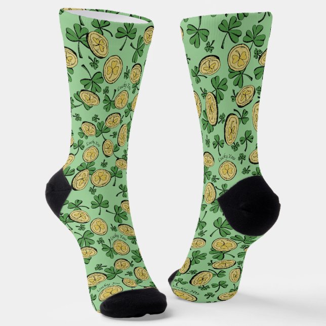 Chaussette Green and Gold St Patrick's Lucky You Shamrock (Angulaire)