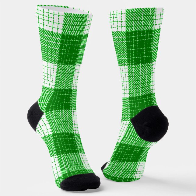 Chaussette Green and White Bold Checkered Plaid Design  (Créateur téléchargé)