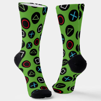 Chaussette Green Gamer Console Buttons Socks Gaming
