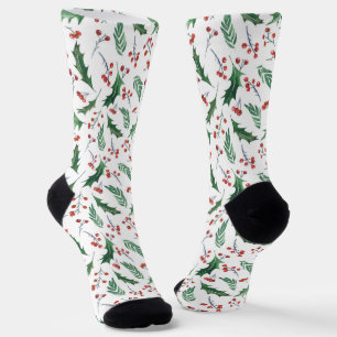 Chaussette Green Holly et Red Berry Motif de Noël
