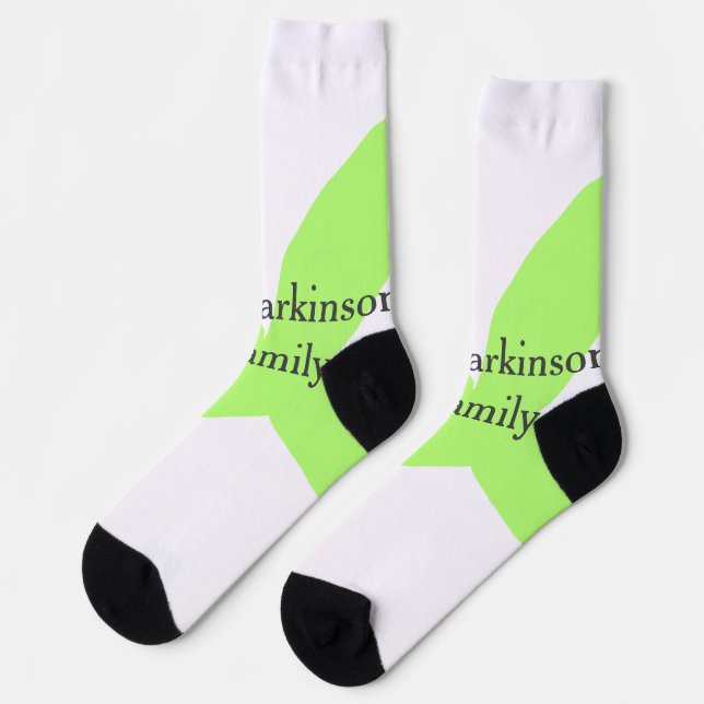 Chaussette Green leaf abstract pastel family name retro boho  (Gauche)