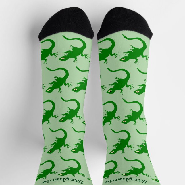 Chaussette Green Lizard Design Personalised (Haut)