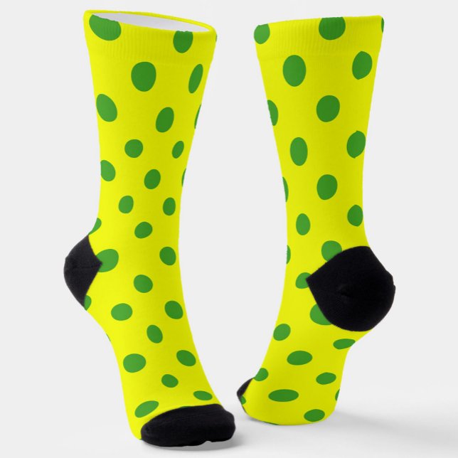 Chaussette Green On Yellow Pois Design Motif (Créateur téléchargé)
