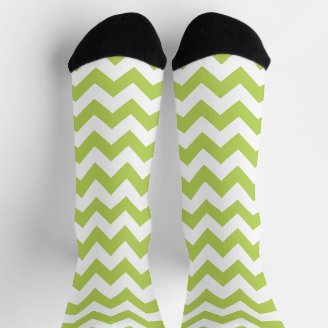Chaussette Green Zigzag, Green Chevron, Motif géométrique (Haut)