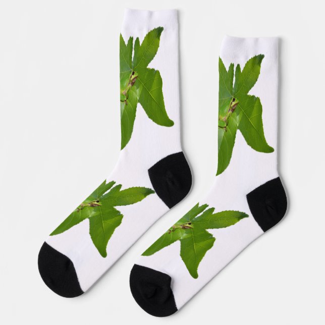 Chaussette Grenouille Arbre Vert Sur La Feuille, Chaussettes  (Gauche)