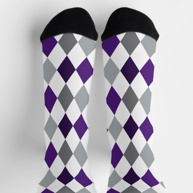 Chaussette Grenouille violet et Jacquard gris argenté Motif (Haut)