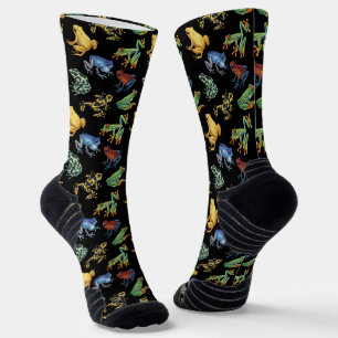 Chaussette Grenouilles sur fond noir
