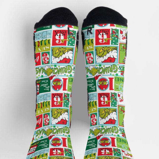 Chaussette Grinch Joyeux Grinchmas Patron (Haut)
