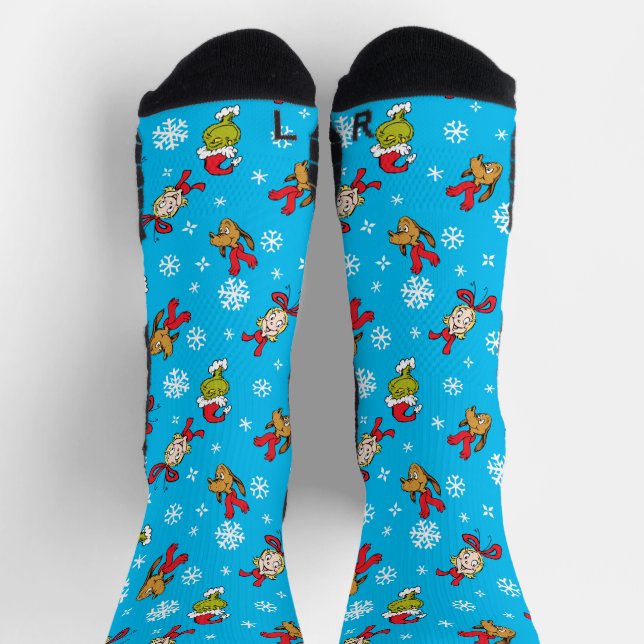 Chaussette Grinch, Max & Cindy-Lou Who Snowlfake Motif (Haut)