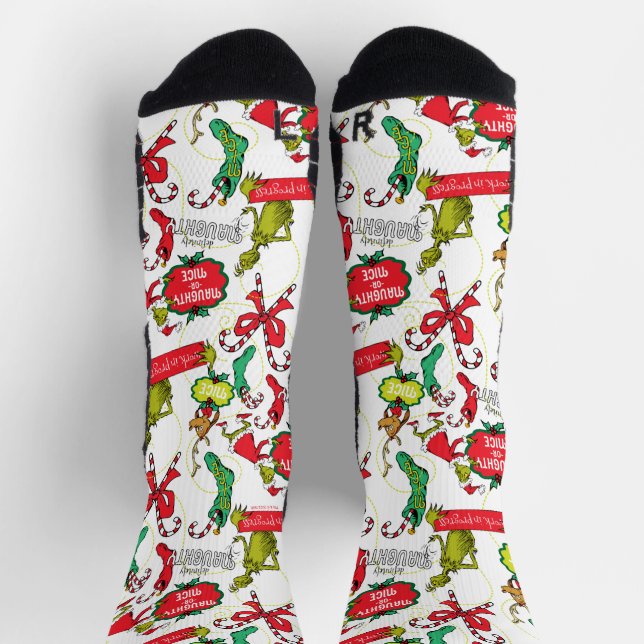 Chaussette Grinch Naughty ou Nice Motif (Haut)