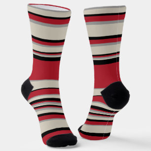 Chaussette Gris complexes - Rouge, gris, noir et blanc os