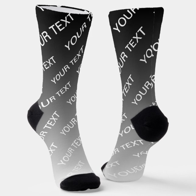 Chaussette Gris (couleur changeable) Ombre & Motif de texte (Angulaire)