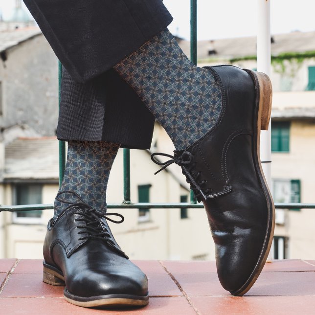 Chaussette Gris et bleu Abstrait Plante Motif Nature Cool (Créateur téléchargé)