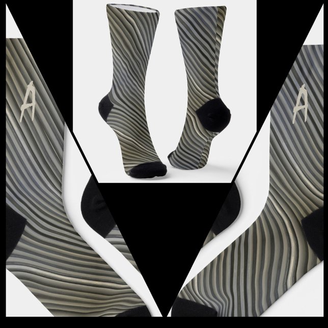 Chaussette Gris et noir Stripes monochromatiques de fumée (Créateur téléchargé)
