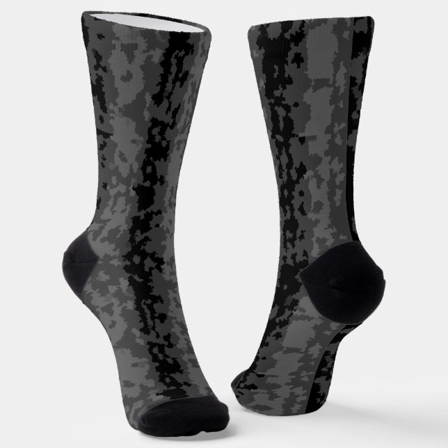 Chaussette Gris Noir Motif Abstrait Irrégulier Design  (Angulaire)