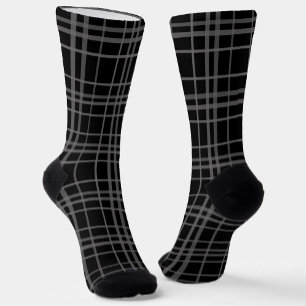 Chaussette Gris Sur Tartan Noir Plaid Design Motif