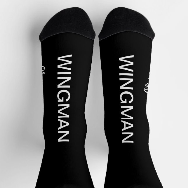 Chaussette Groomsman Wingman Cadeau noir (Haut)