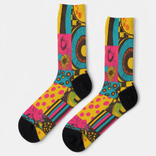 Chaussette Groove Waves les années 70 Motif de ligne psychédé
