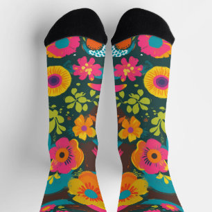 Chaussette Groove Waves les années 70 Motif de ligne psychédé
