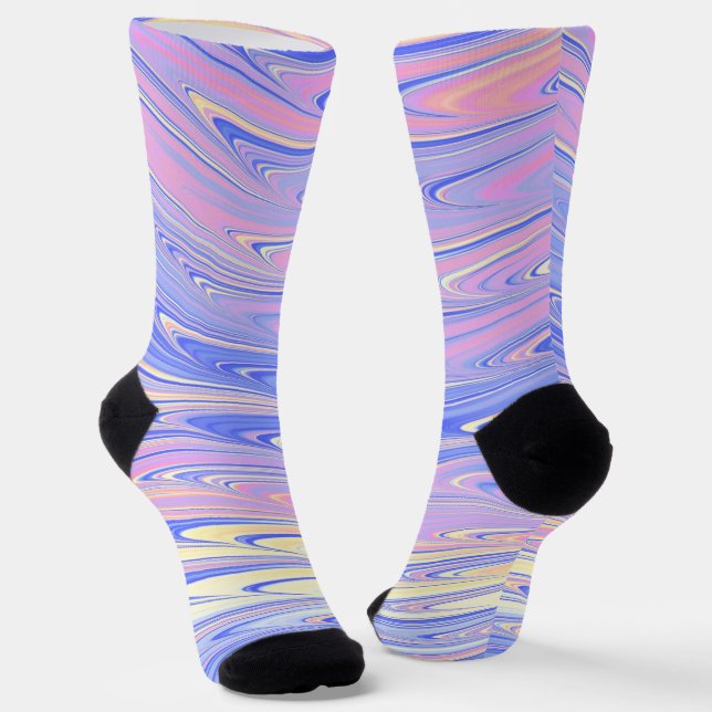 Chaussette Groovy Éclectique Quirky Ondulé Pastel Abstrait (Angulaire)
