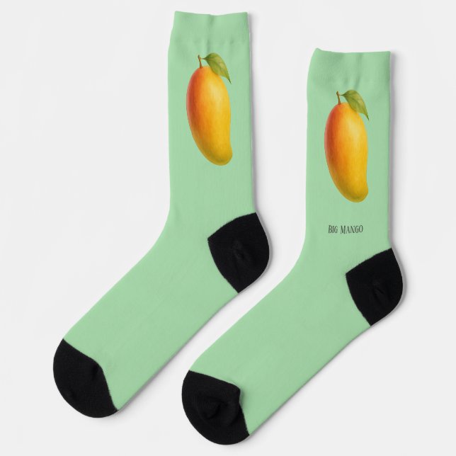 Chaussette Gros Mangue, Fruit Sucré et Nom sur Vert (Gauche)