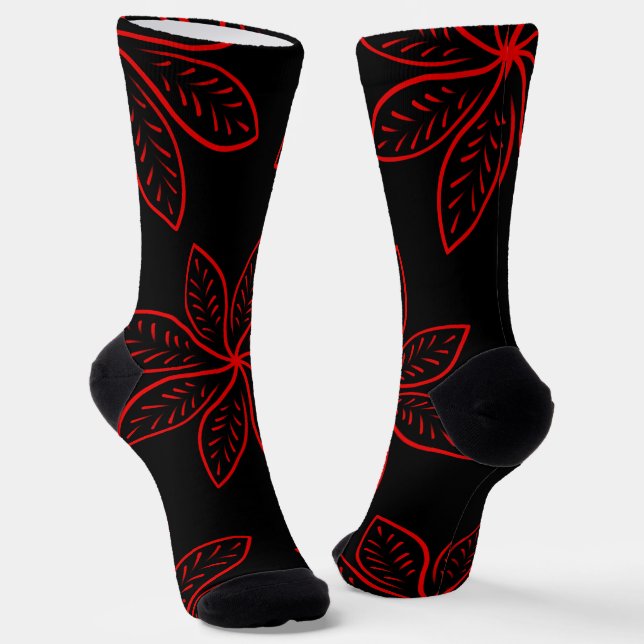 Chaussette Gros Motif Crimson sur noir (Angulaire)