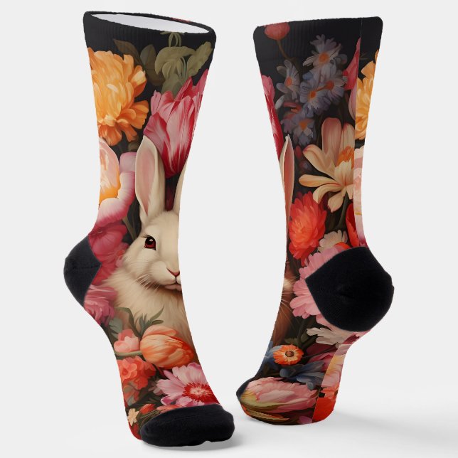 Chaussette Grotte Vintage en gros fleurs (Angulaire)