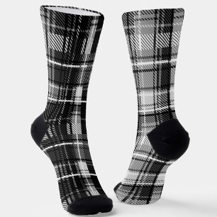 Chaussette Grund Black Blanc Flannel Plaid Tartan Design