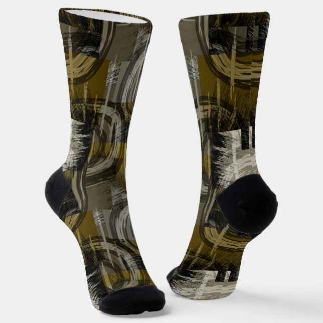 Chaussette Grunge abstrait, marron monochrome (Angulaire)