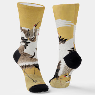 Chaussette Grupe de grues japonaises Vintage Oiseau Riche Cla