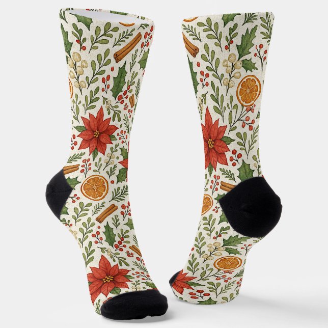 Chaussette Gui de botanique Motif d'art floral classique (Angulaire)