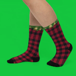 Chaussette Guirlande de Noël aux motifs Buffalo en pin