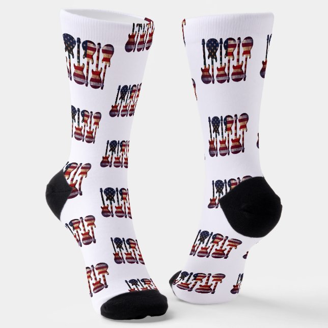 Chaussette Guitare Art Drapeau Américain (Angulaire)