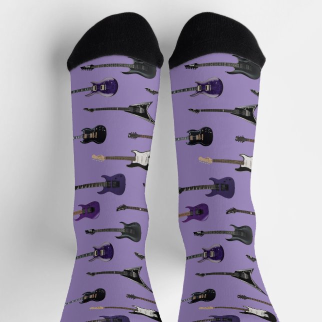 Chaussette 💜 Guitares électriques violettes   (Haut)