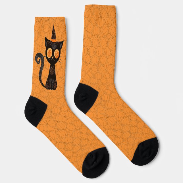 Chaussette Halloween/chat/citrouille/automne (Droite)