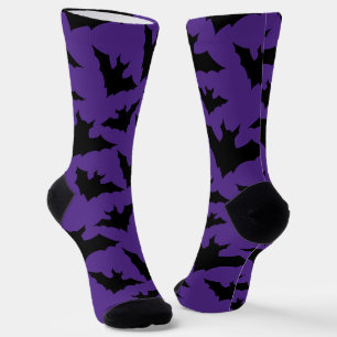 Chaussette Halloween chauves-souris violet cool éffrayant mot