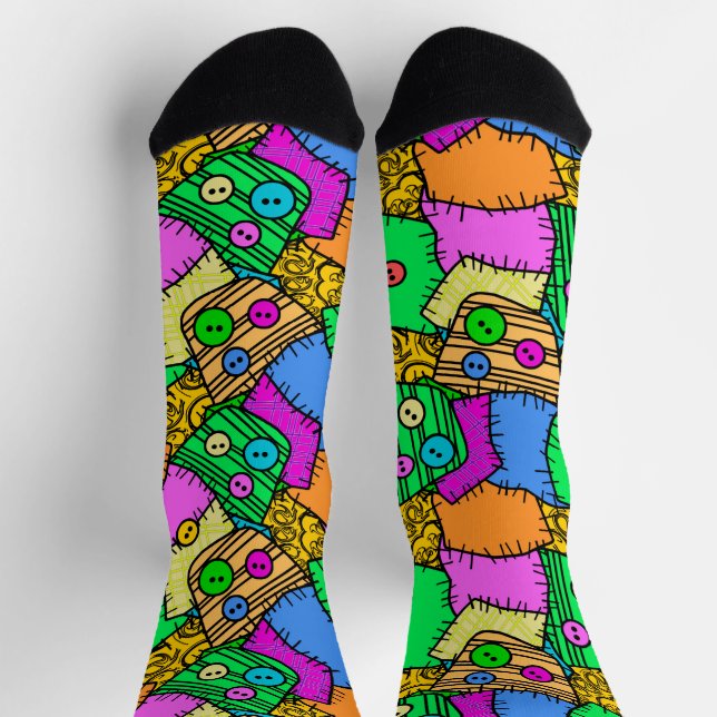 Chaussette Halloween des boutons et de la patchwork (Haut)