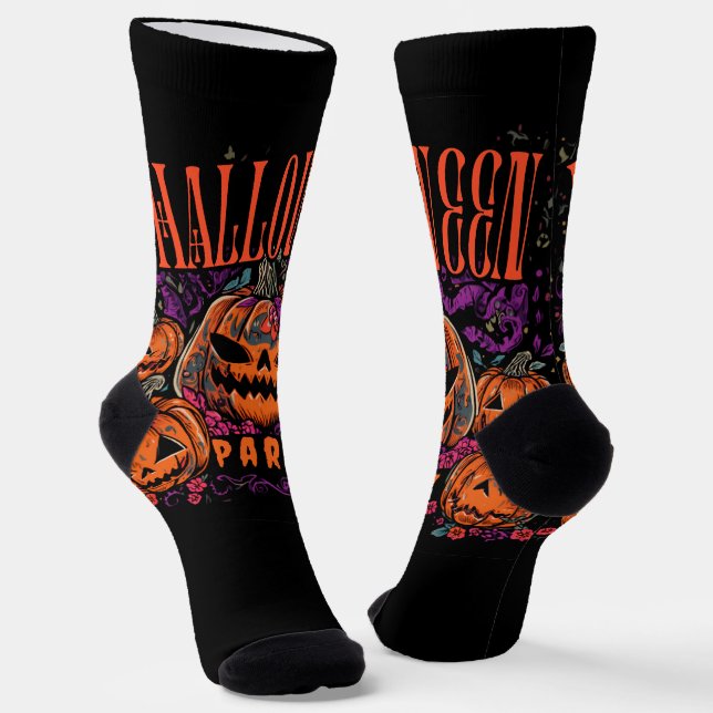 Chaussette Halloween, Fleur de Coven de citrouille, Gothique (Angulaire)